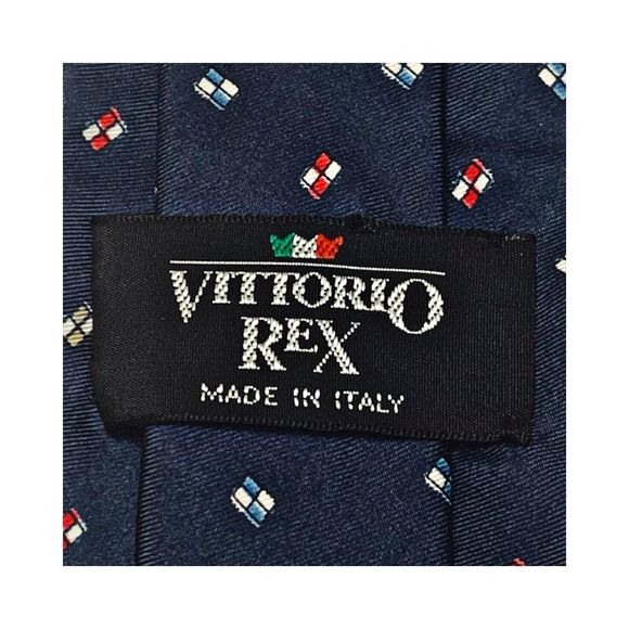 Vittorio Rex 100% Silk Tie Navy Blue Nautical Flags Made in Italy Preppy Classic - Picture 5 of 8